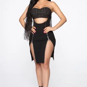 Fashion Nova Black Cutout Midi Dress